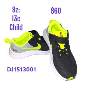 Nike Star Runner 3 Play Sz 13c Black & Green Sneaker / Shoe / Toddler / Baby NWT